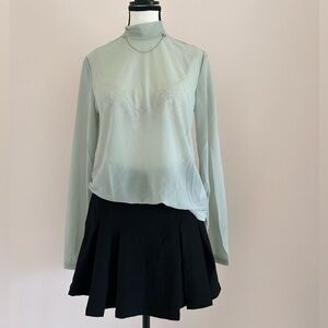 Sage Green Turtleneck Long Sleeve Layering Top
